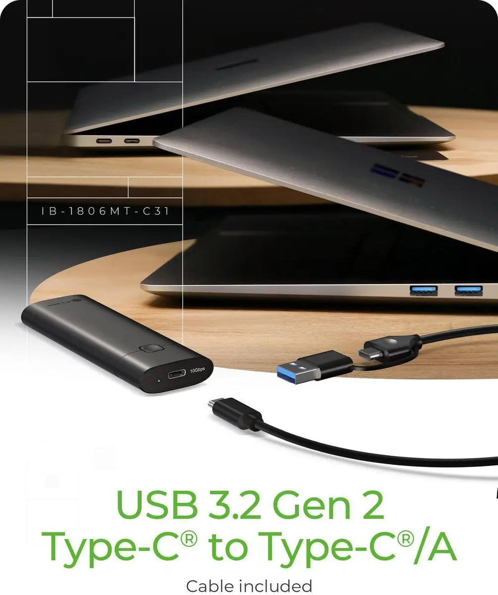 Icy Box IB-1806MT-CU31 M.2 NVMe SSD-behuizing - Zwart - afbeelding 2 van 6