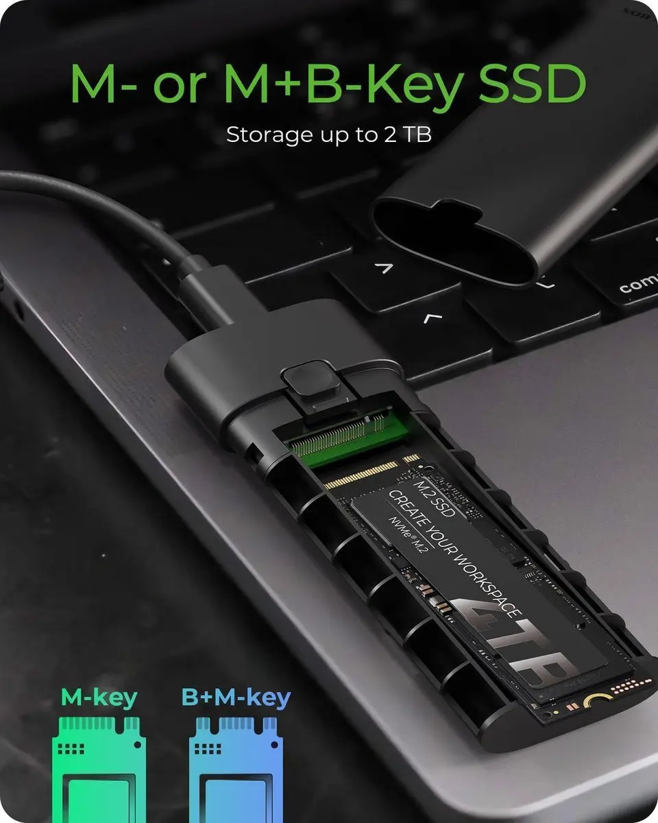 Icy Box IB-1806MT-CU31 M.2 NVMe SSD-behuizing - Zwart - afbeelding 3 van 6