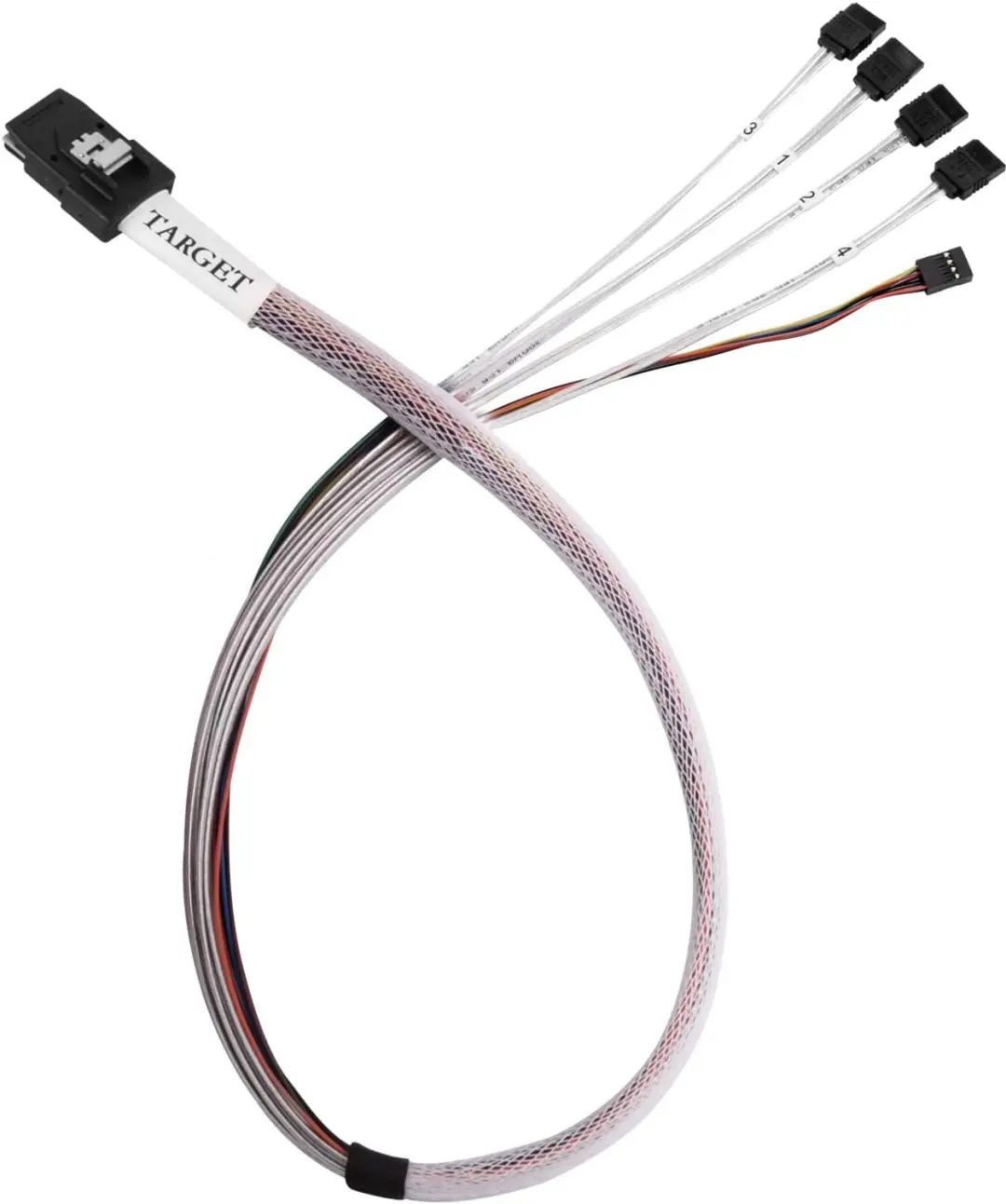 SilverStone CPS03-RE Mini-SAS SFF-8087 naar 4x SATA Kabel 50cm