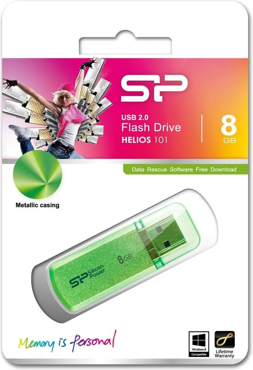 Silicon Power Helios 101 USB-stick 8GB Groen - afbeelding 3 van 3