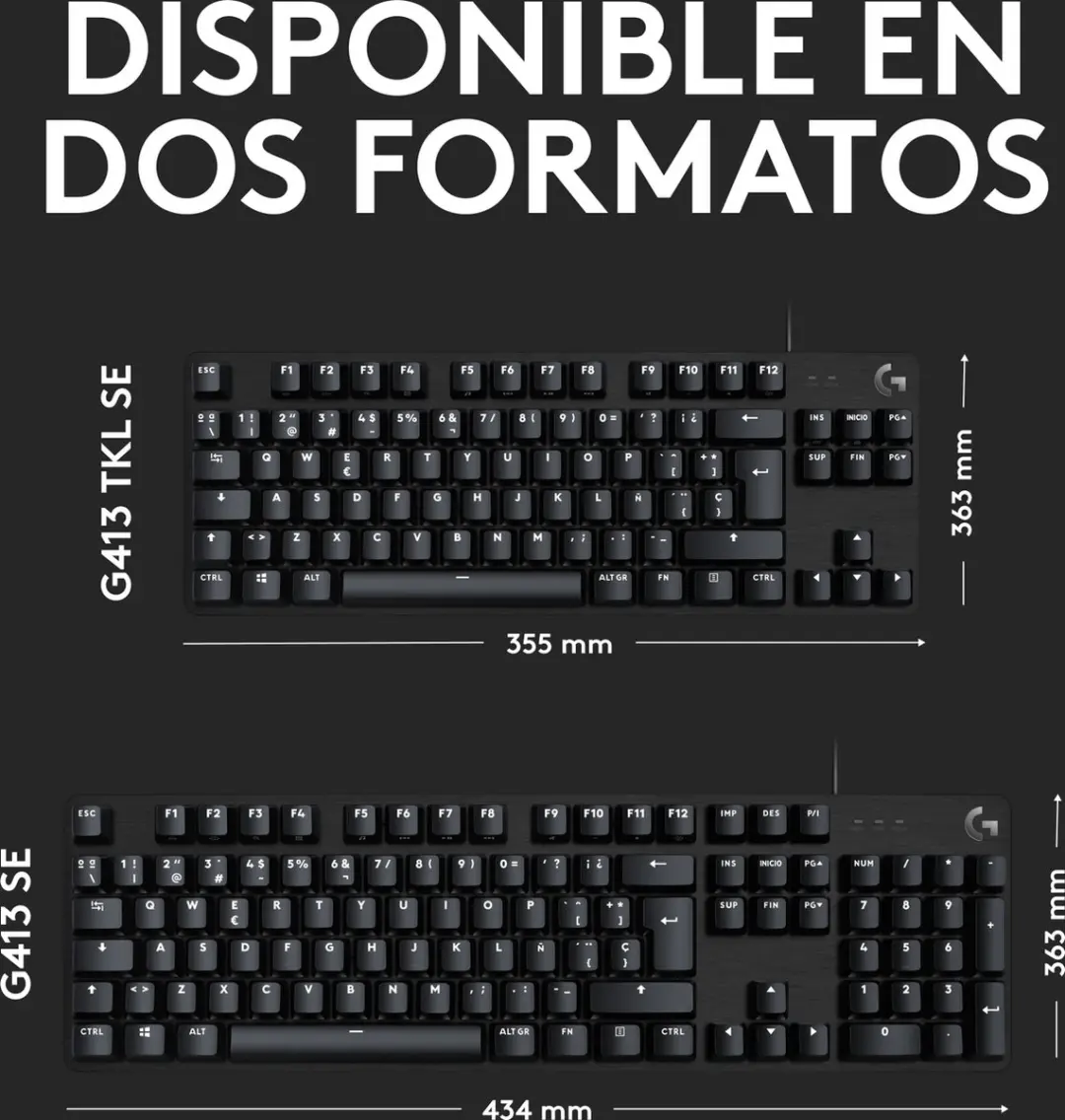 Logitech G413 TKL SE Gamingtoetsenbord - Zwart - afbeelding 3 van 6