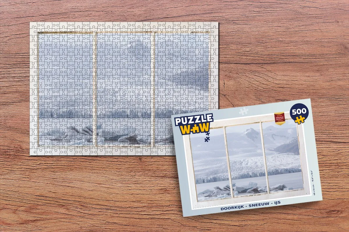 PuzzleWow Doorkijk Sneeuw IJs Legpuzzel 500 Stuks - Multicolor