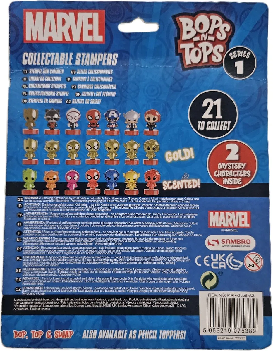 Marvel Verzamelbare Stempels Bops n Tops - 5 Stuks - Multicolor