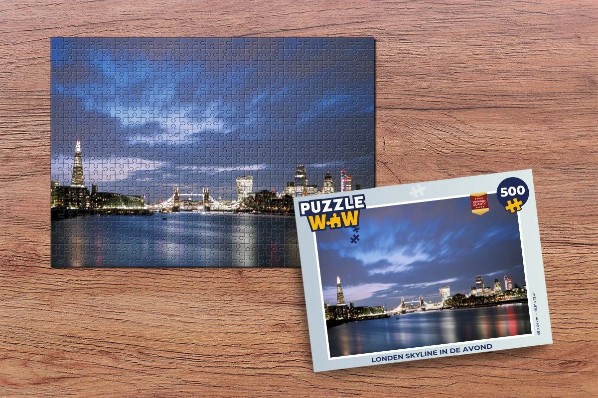 PuzzleWow Londen Skyline Avond Legpuzzel 500 Stuks - Multicolor