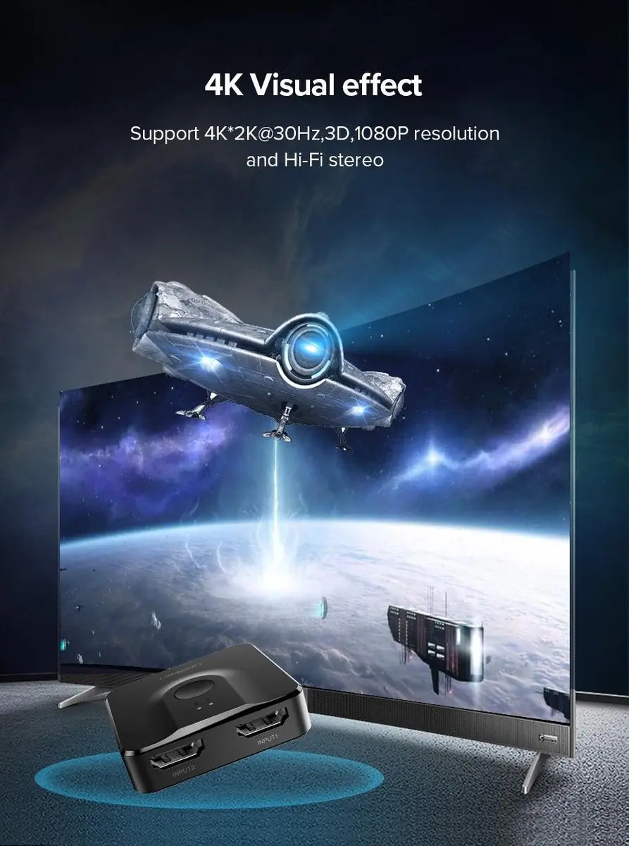 UGREEN CM217 HDMI 1.4 switch 4K@60Hz - afbeelding 4 van 6
