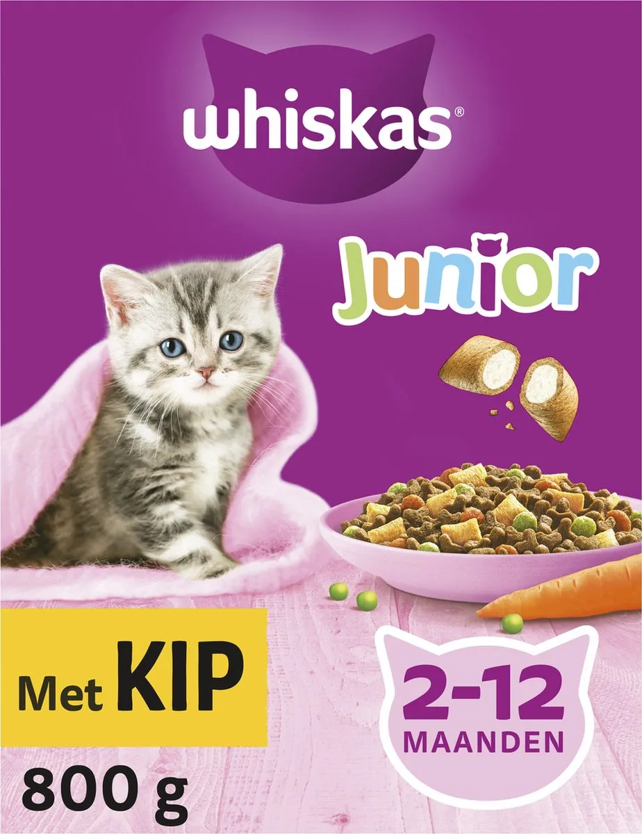 Whiskas Junior Kip Kattenbrokken - 4kg (5x800g)