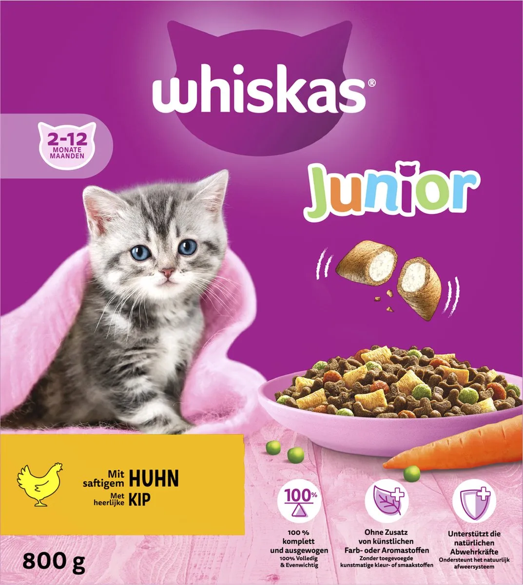 Whiskas Junior Kip Kattenbrokken - 4kg (5x800g)