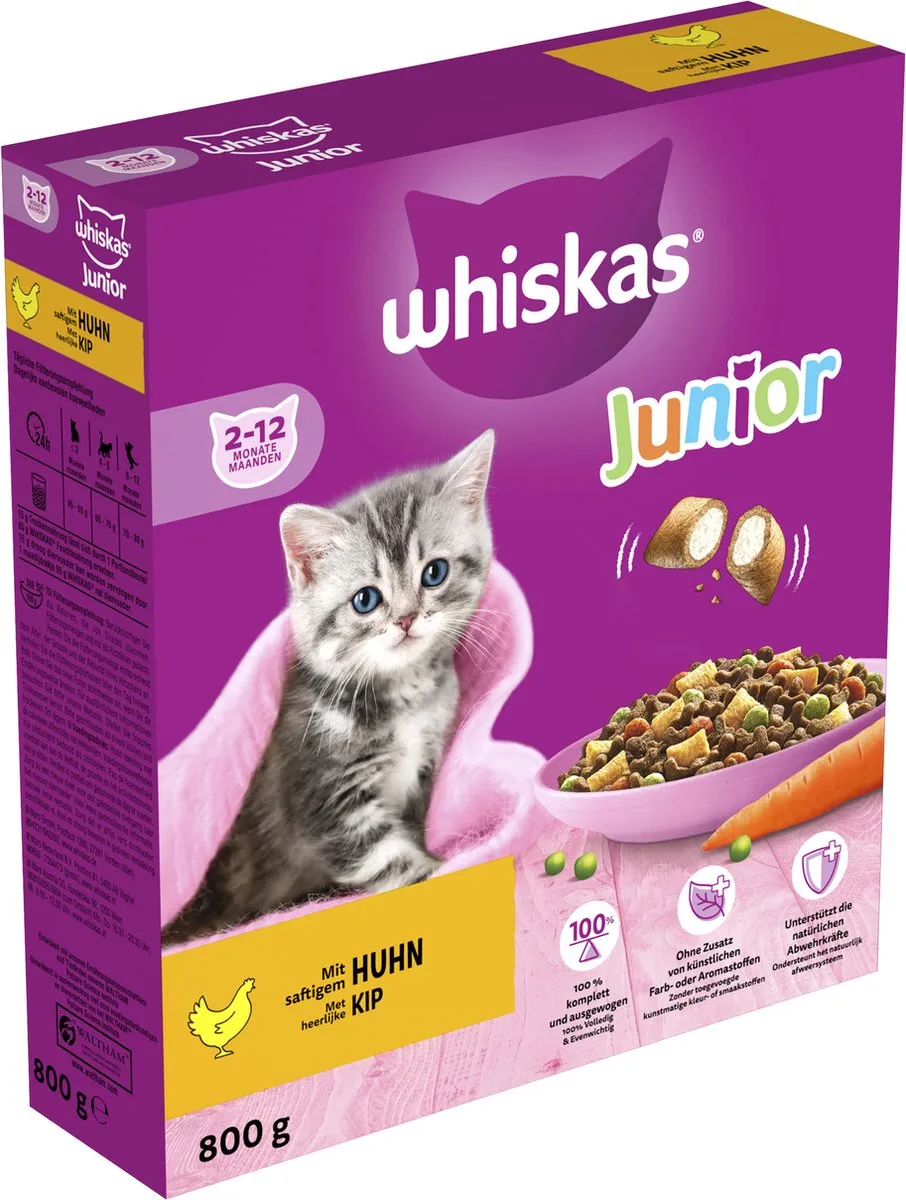 Whiskas Junior Kip Kattenbrokken - 4kg (5x800g)