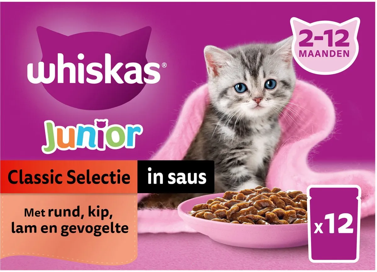 Whiskas Junior Natvoer Classic Selectie in Saus