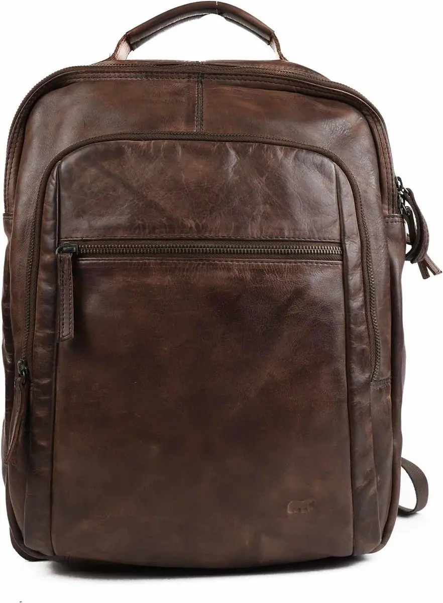 Bear Design Ties Leren Laptop Rugzak 15,4 inch
