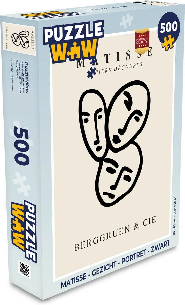 PuzzleWow Matisse Gezicht Portret Legpuzzel 500 Stuks