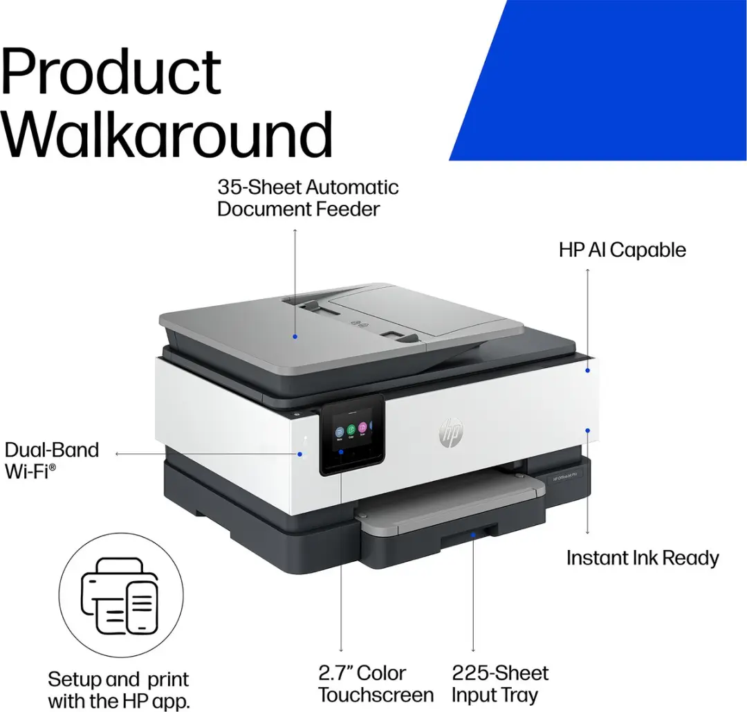 HP OfficeJet Pro 8132 All-in-One Printer Grijs - afbeelding 4 van 6