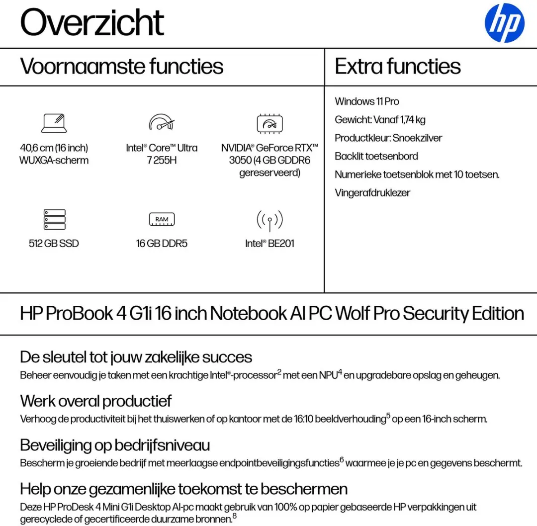 HP ProBook 4 G1i 16" Laptop - Zilver - afbeelding 2 van 6