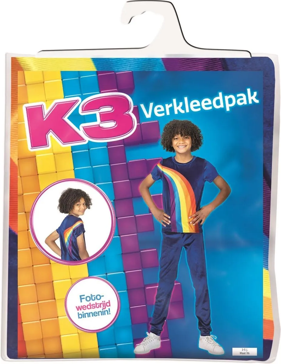K3 Verkleedpak Regenboog Blauw - Maat 134