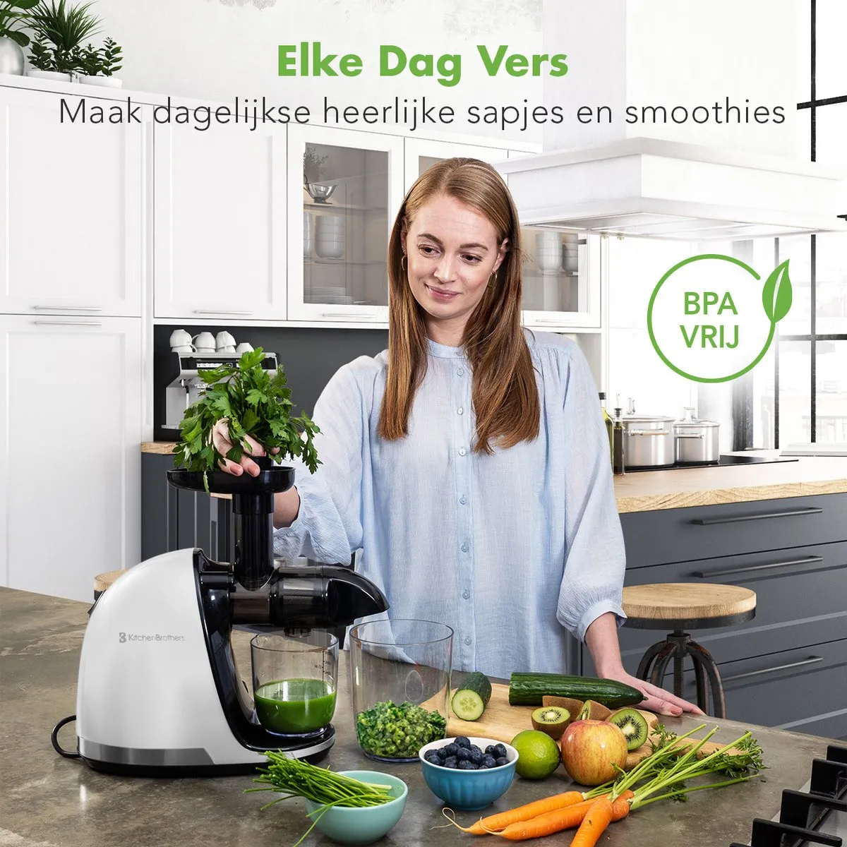 KitchenBrothers KB737 Slowjuicer - Wit - 700ml