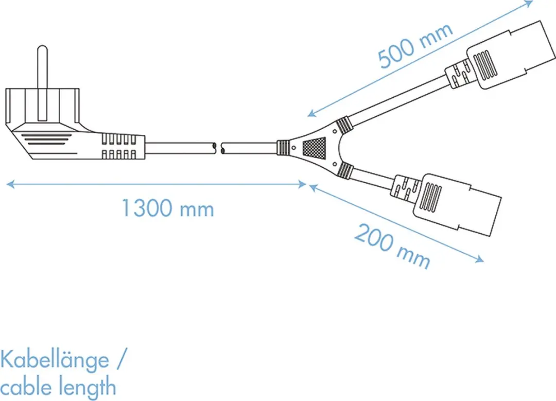 Logilink CP101 Y-stroomkabel 1.70m Zwart - afbeelding 2 van 4