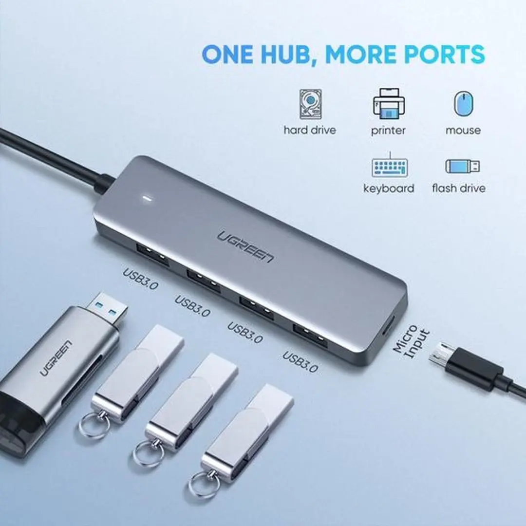 UGREEN CM219 USB-C Hub 4x USB-A Grijs - afbeelding 6 van 6