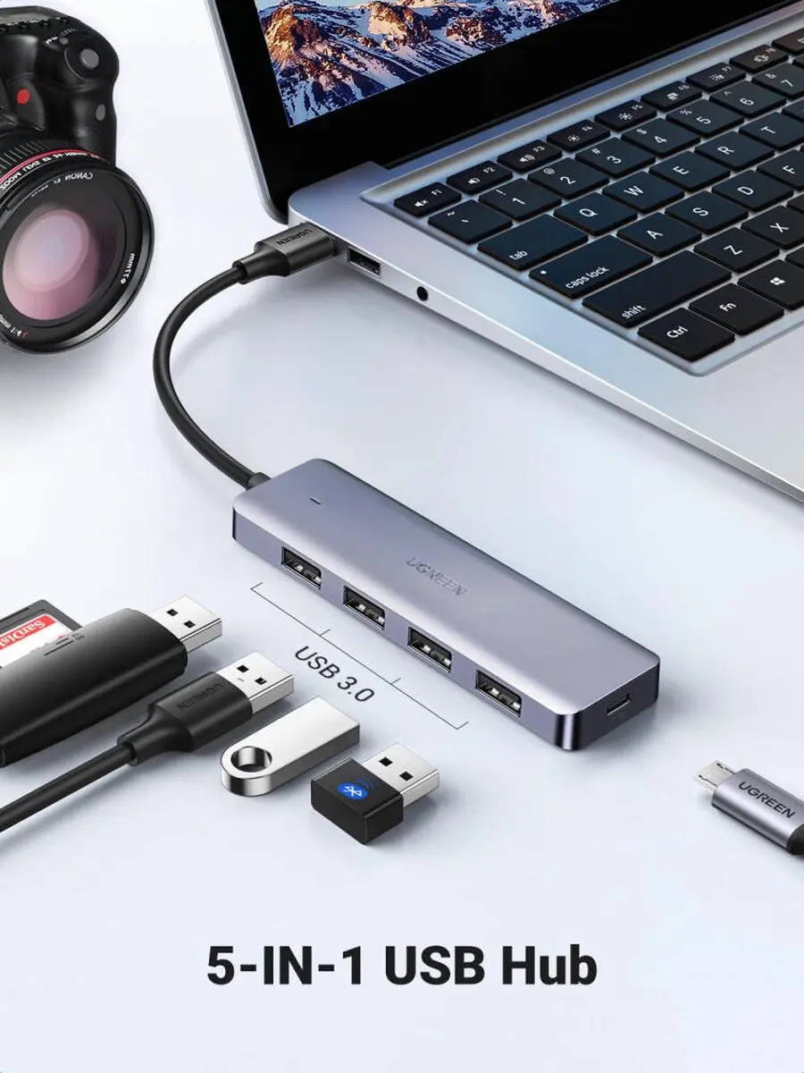 UGREEN CM219 USB-C Hub 4x USB-A Grijs - afbeelding 2 van 6