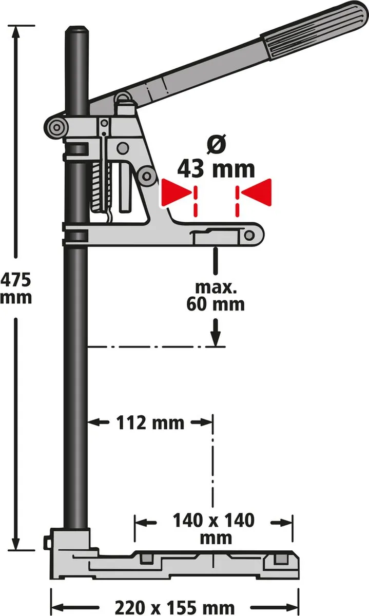 Wolfcraft 3406301 Boorstandaard met Bankschroef - Kolomboor