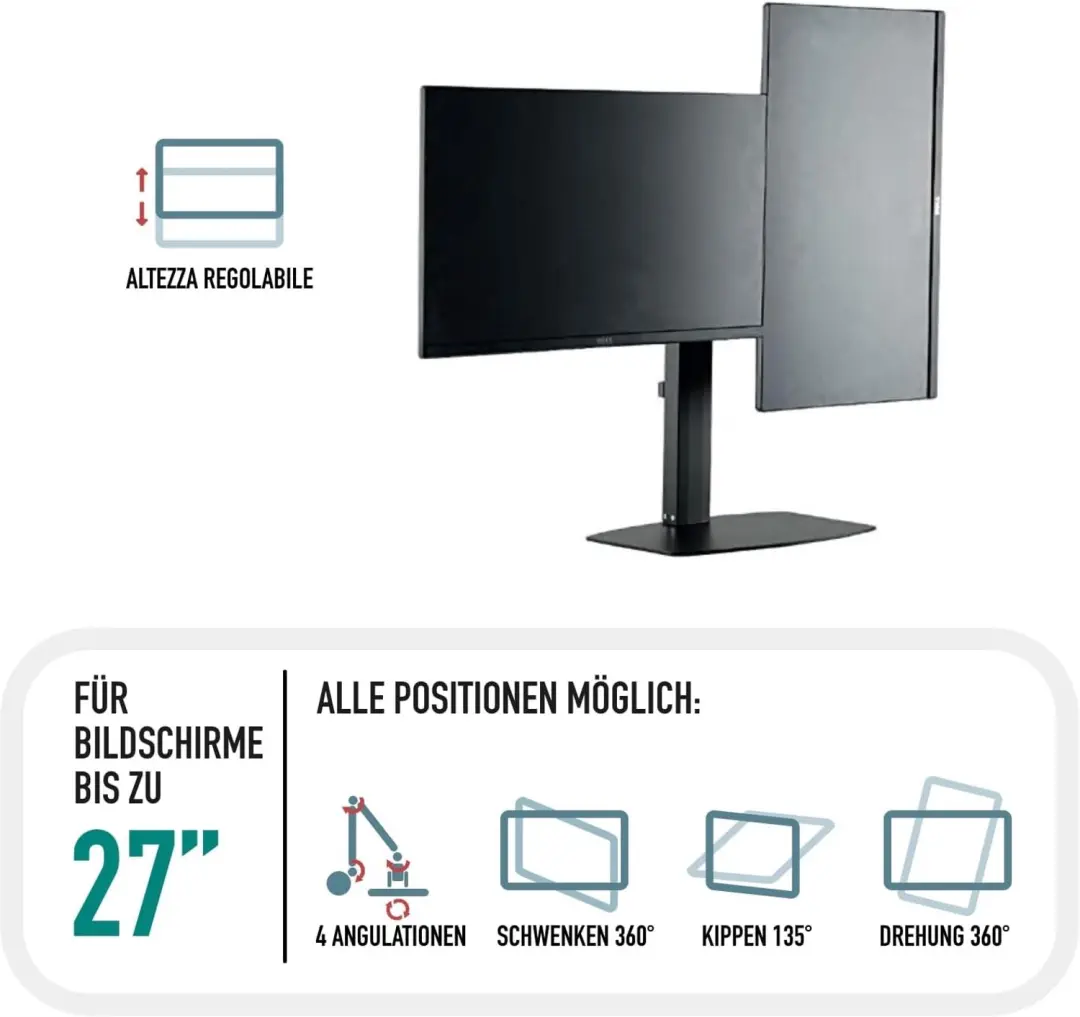 Ewent EW1538 Monitorsteun 27" Zwart - afbeelding 6 van 6