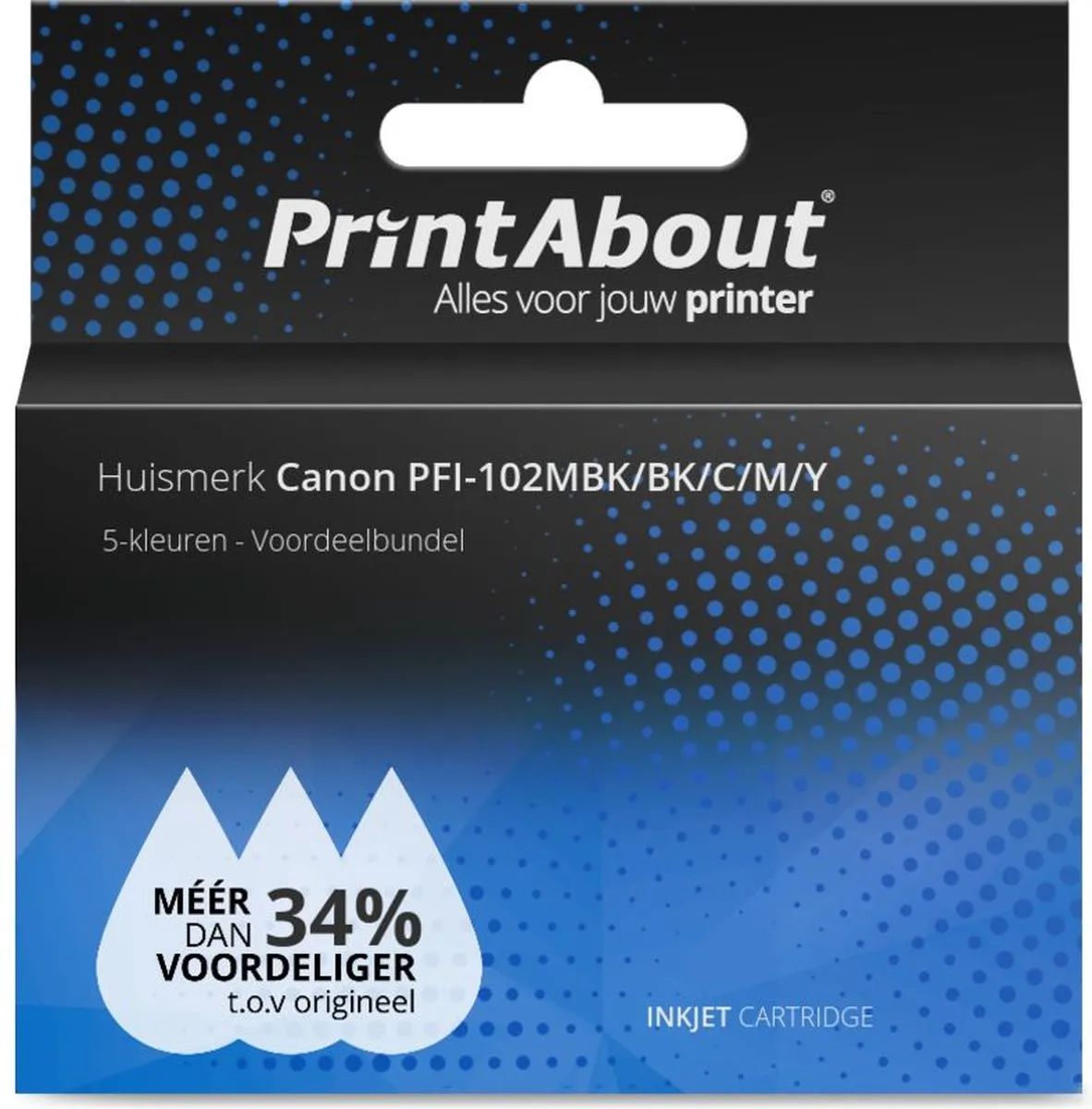 PrintAbout PFI-102MBK/BK/C/M/Y Inktcartridge 5-kleuren