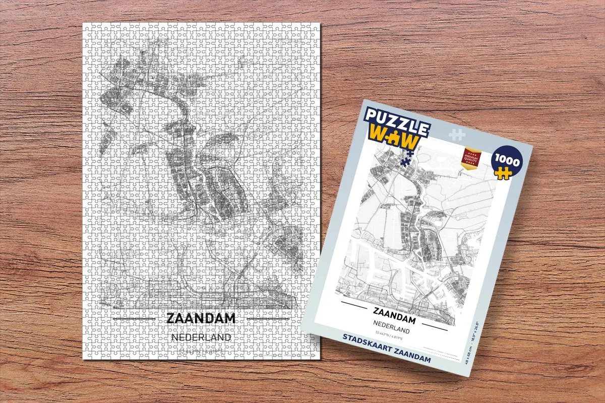 PuzzleWow Stadskaart Zaandam Legpuzzel 1000 Stuks - Multicolor