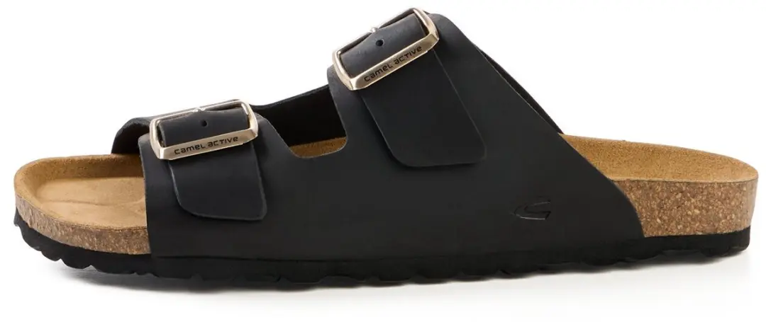 camel active Leren slipper met kurken voetbed