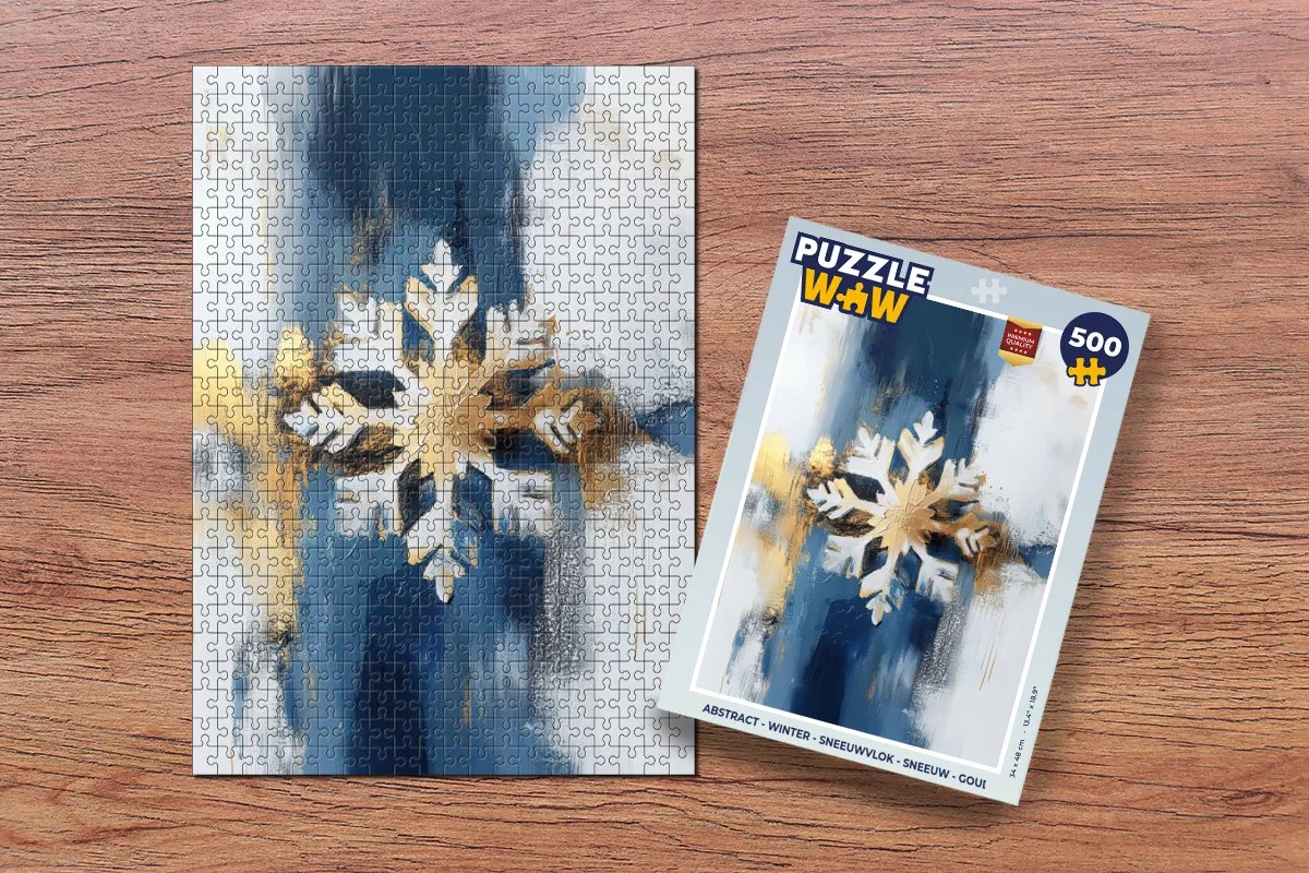 PuzzleWow Abstract Winter Sneeuwvlok Legpuzzel 500 Stuks - Blauw
