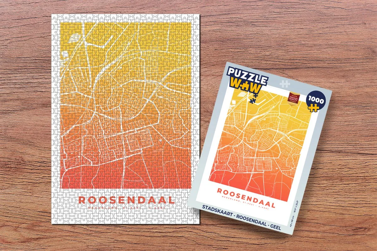 PuzzleWow Stadskaart Roosendaal Legpuzzel 1000 Stuks - Multicolor
