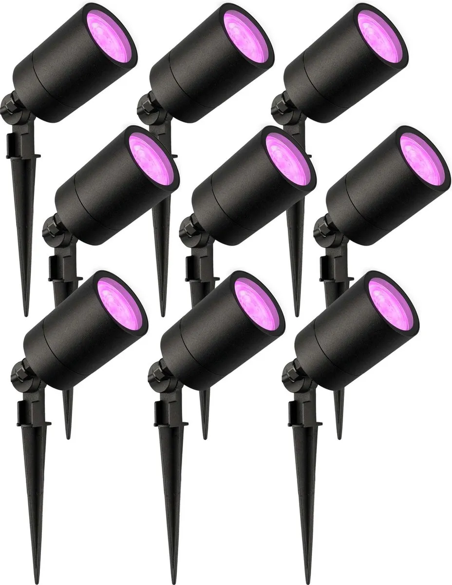 Ledvion 9x RGBWW LED Prikspots Zwart IP65