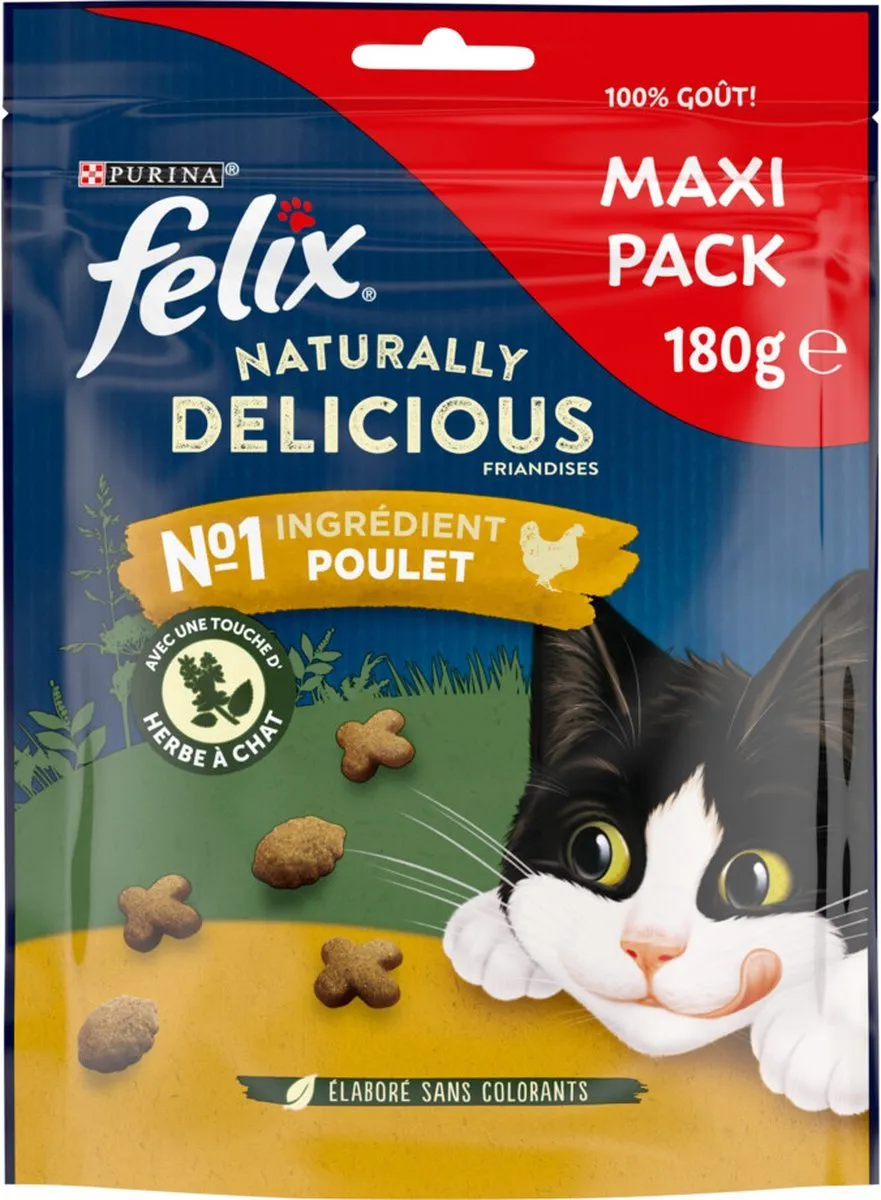 Felix Naturally Delicious Kattensnacks Kip & Kattenkruid - 6x180g