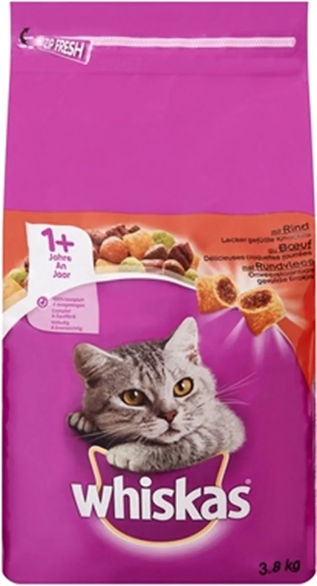 Whiskas Droog Adult Rund 3,8kg