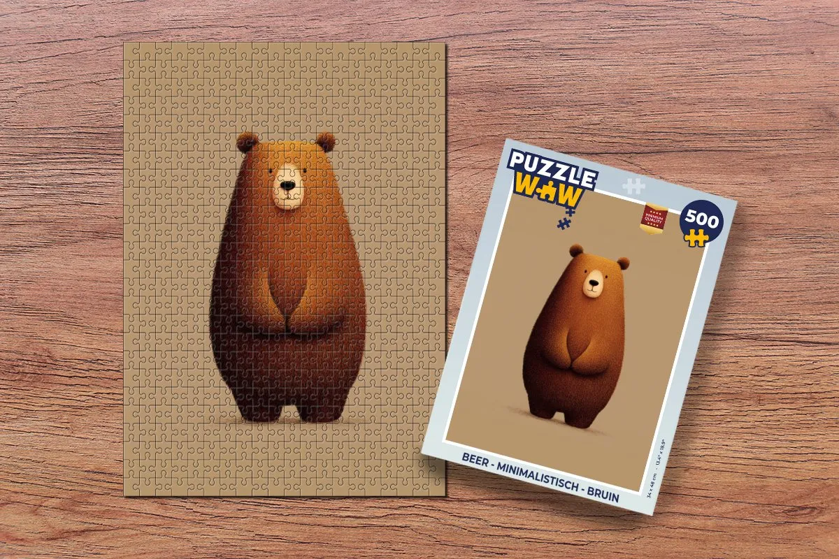 PuzzleWow Minimalistisch Beer Legpuzzel 500 Stuks