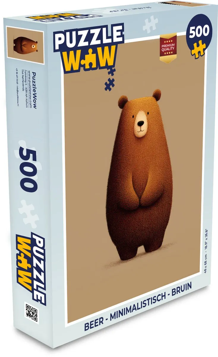 PuzzleWow Minimalistisch Beer Legpuzzel 500 Stuks