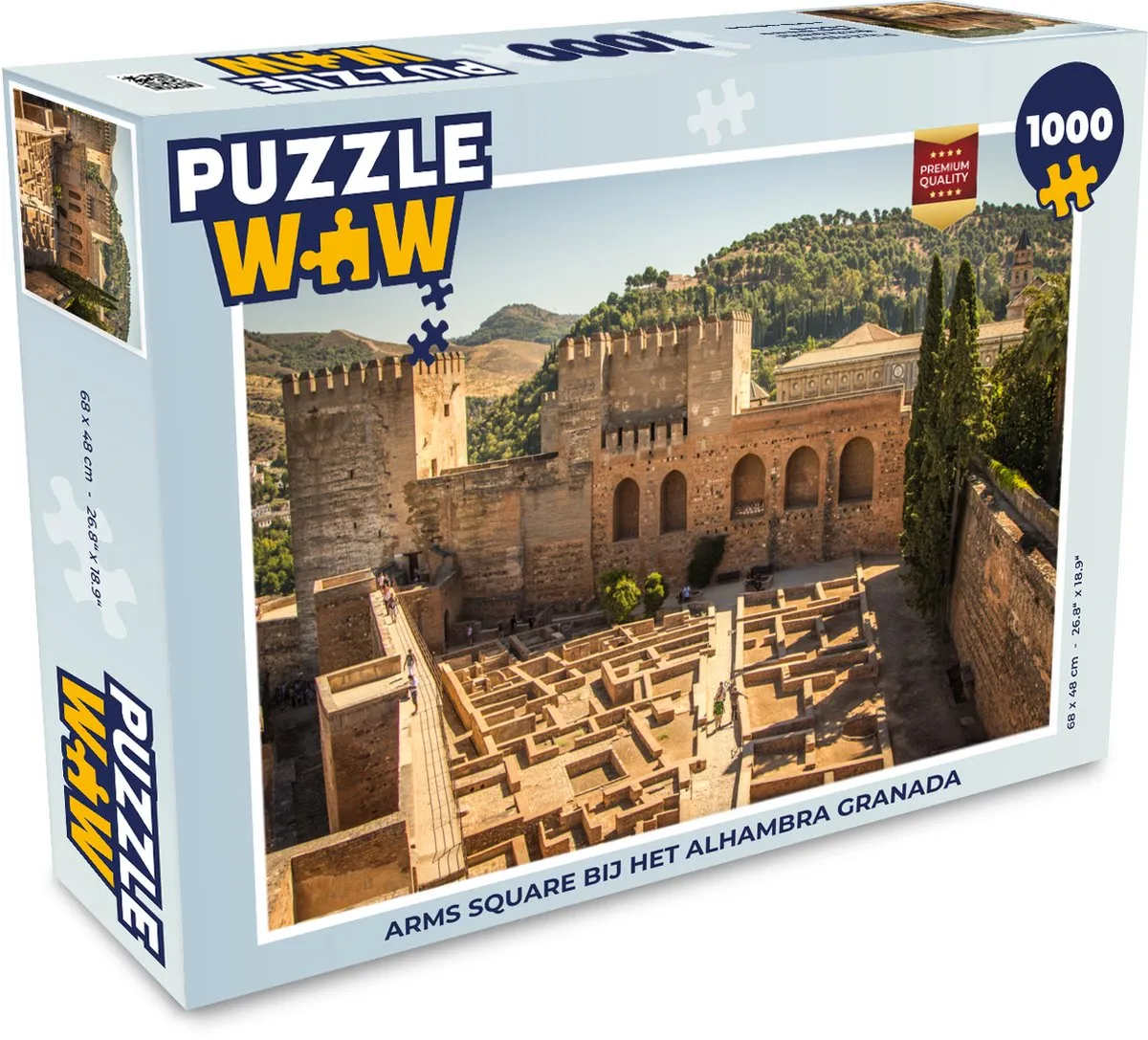PuzzleWow Arms Square bij het Alhambra Granada Legpuzzel 1000 Stuks - Multicolor