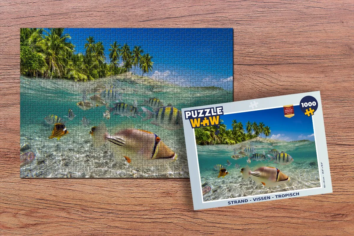 PuzzleWow Legpuzzel 1000 Stuks - Tropisch Strand Vissen - Multicolor