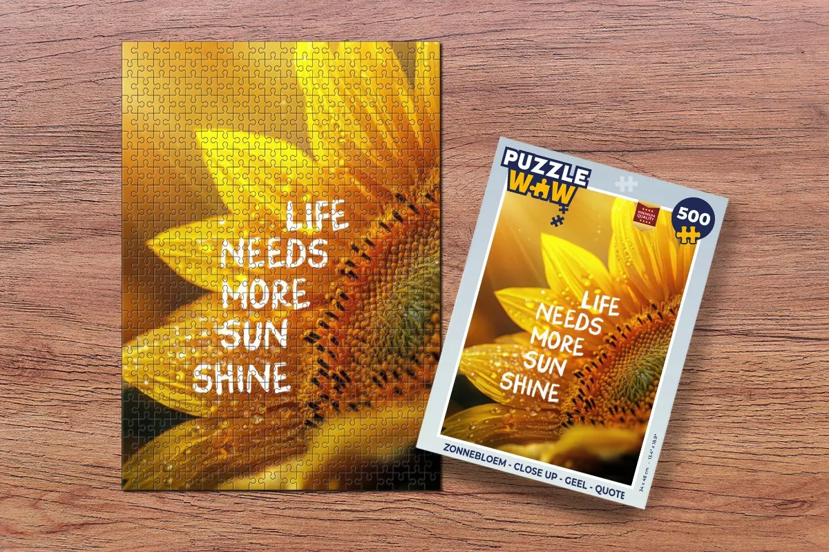 PuzzleWow Zonnebloem Quote Legpuzzel 500 Stuks - Geel