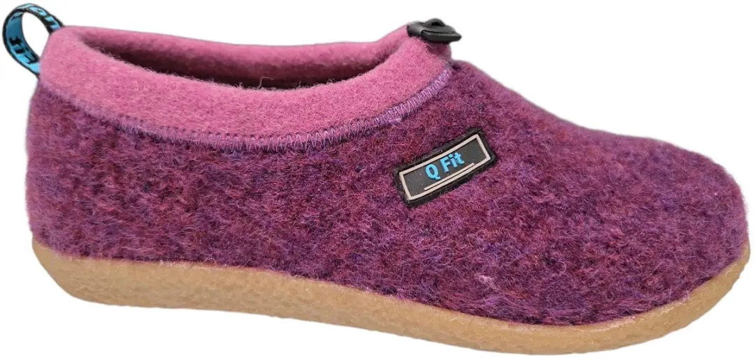 Q Fit Cato Paarse Wollen Gesloten Dames Pantoffels