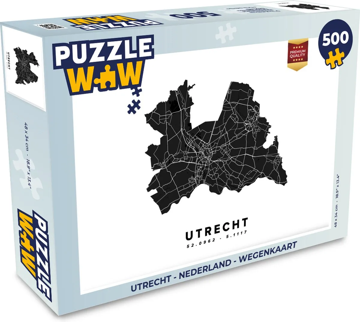 PuzzleWow Utrecht Nederland Wegenkaart Legpuzzel 500 Stukjes