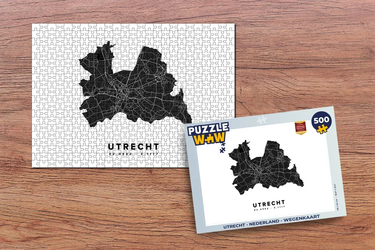 PuzzleWow Utrecht Nederland Wegenkaart Legpuzzel 500 Stukjes - Multicolor