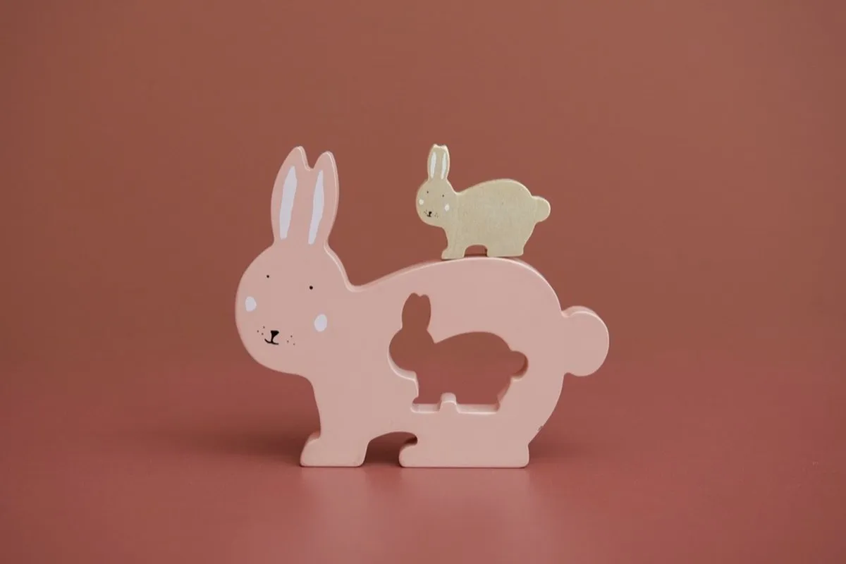 Trixie Houten Babypuzzel Mrs. Rabbit - Roze