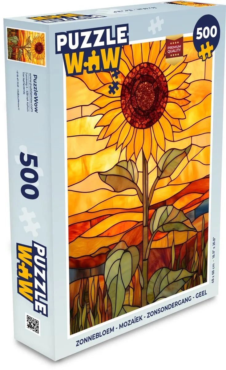 PuzzleWow Zonnebloem Mozaïek Legpuzzel 500 Stuks