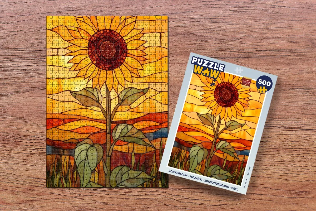 PuzzleWow Zonnebloem Mozaïek Legpuzzel 500 Stuks - Geel