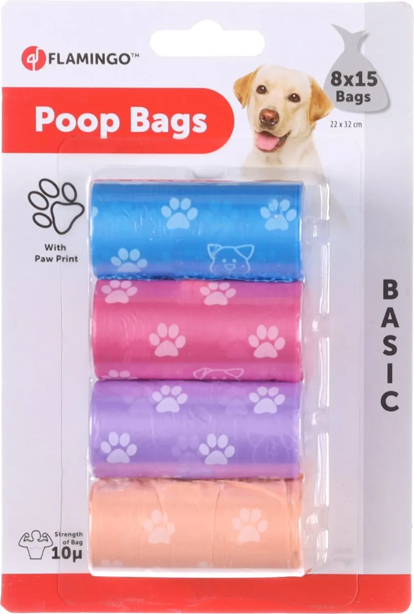 Flamingo Bones & Paws Poepzakjes - 120 Stuks