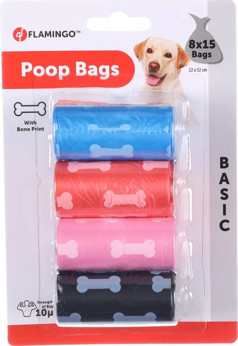 Flamingo Bones & Paws Poepzakjes - 120 Stuks