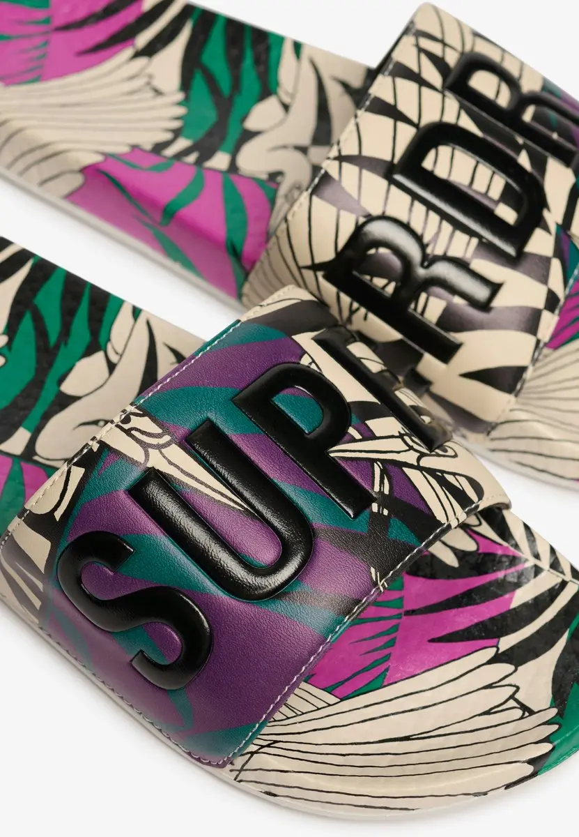 Superdry All Over Printed Badslippers Optical Birds Cream - afbeelding 2 van 6