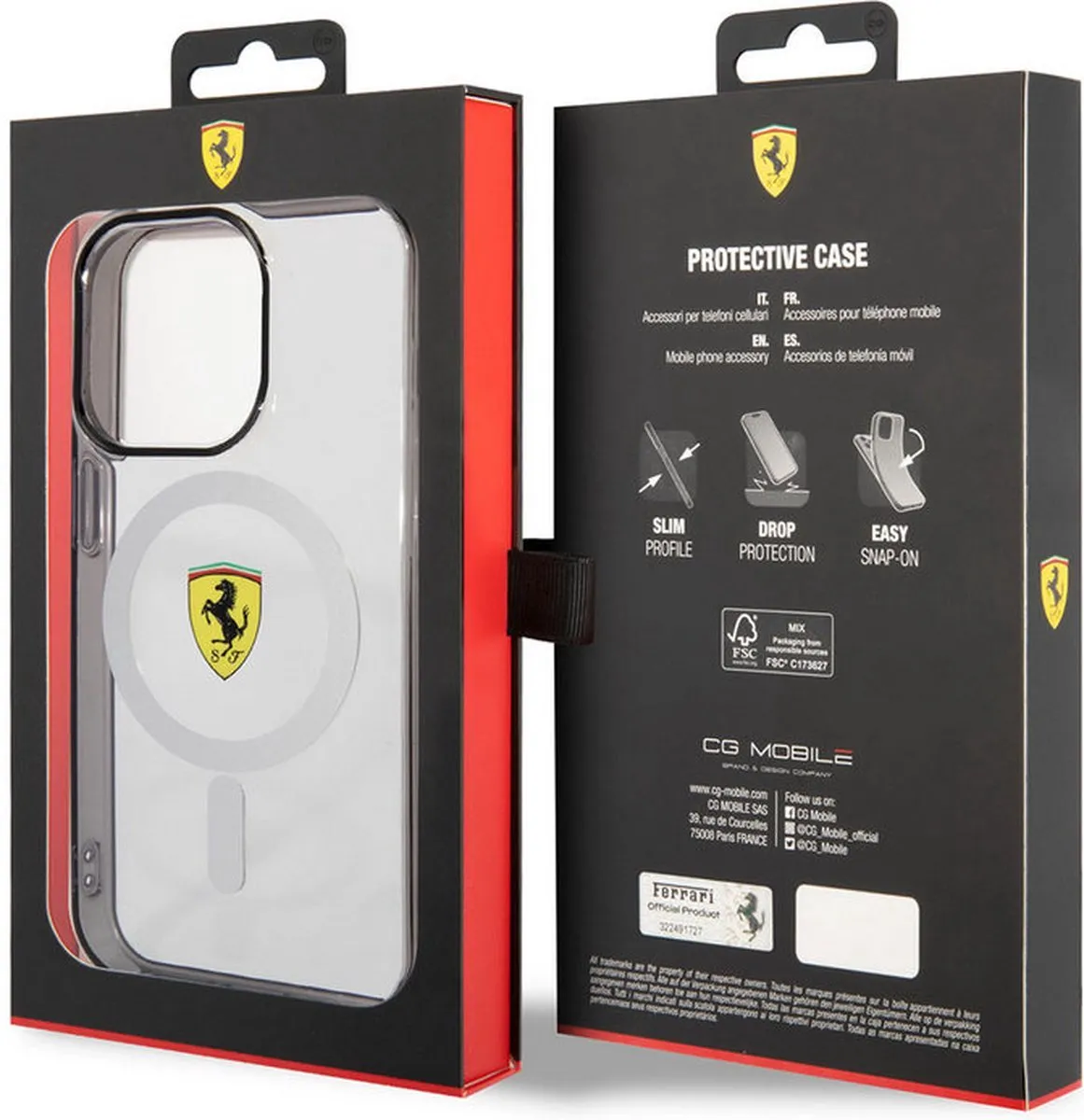 Ferrari Translucent Back Case MagSafe iPhone 14 Pro - Transparant
