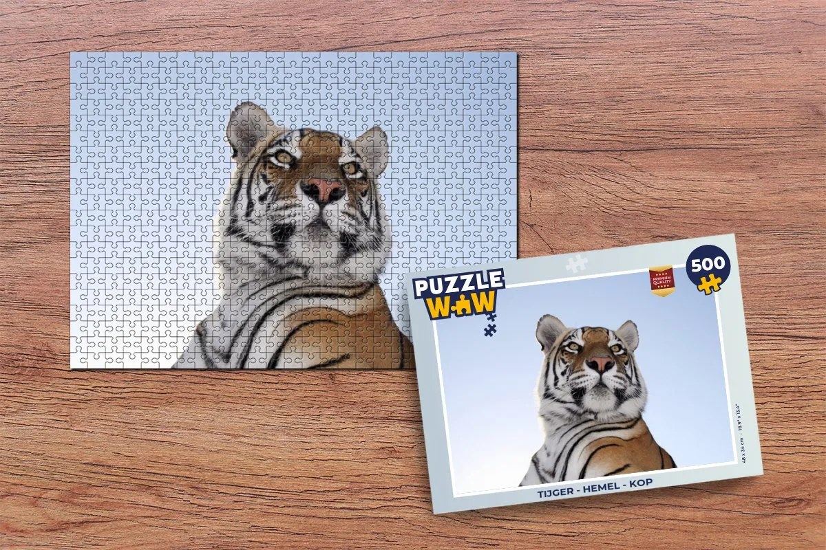 PuzzleWow Tijger Hemel Kop Legpuzzel 500 Stuks - Multicolor