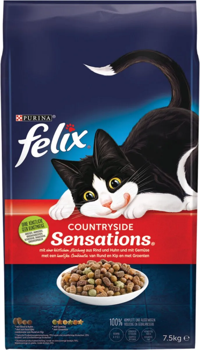 Felix Sensations Droog Kattenvoer Countryside 7.5kg