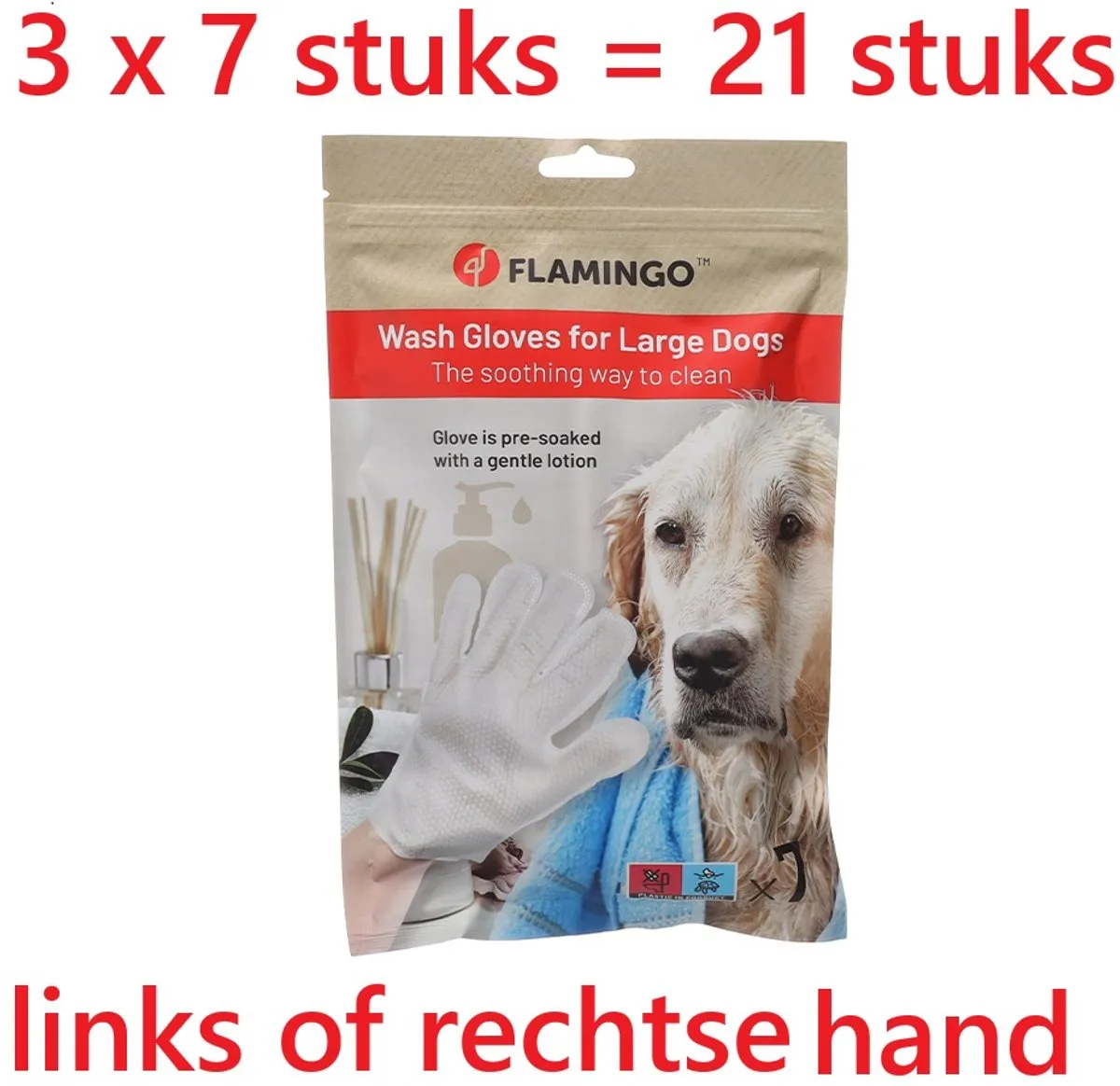 Flamingo Washandschoenen Grote Honden - 21 Stuks
